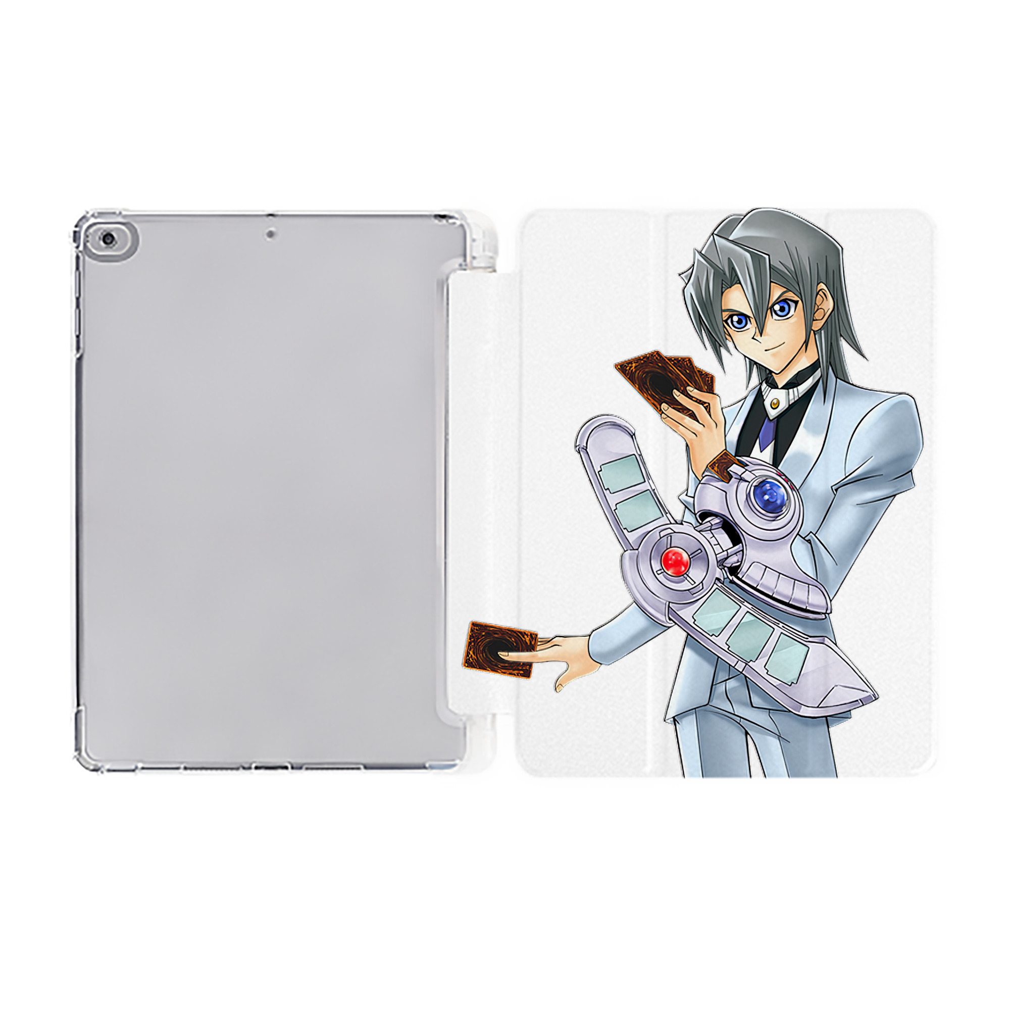 （画像用） 遊☆戯☆王 Yu-Gi-Oh! IPad ケース ペン収納付き 三つ折りスタンド PUレザー×シリコン 対応機種9.5/10.5/10.9インチ
